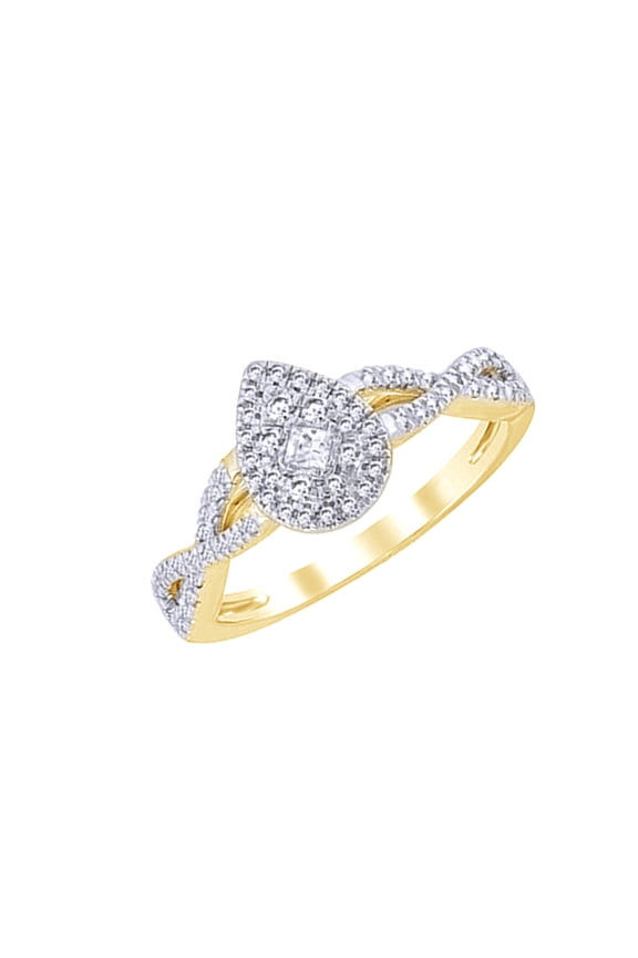 White Natural Diamond Promise Ring In 10k Yellow Gold (0.33 Cttw)