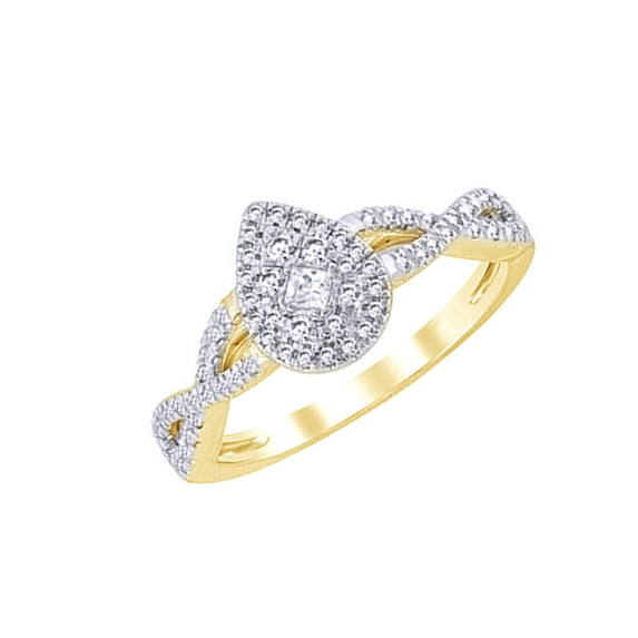AFFY White Natural Diamond Promise Ring In 10k Yellow Gold (0.33 Cttw)