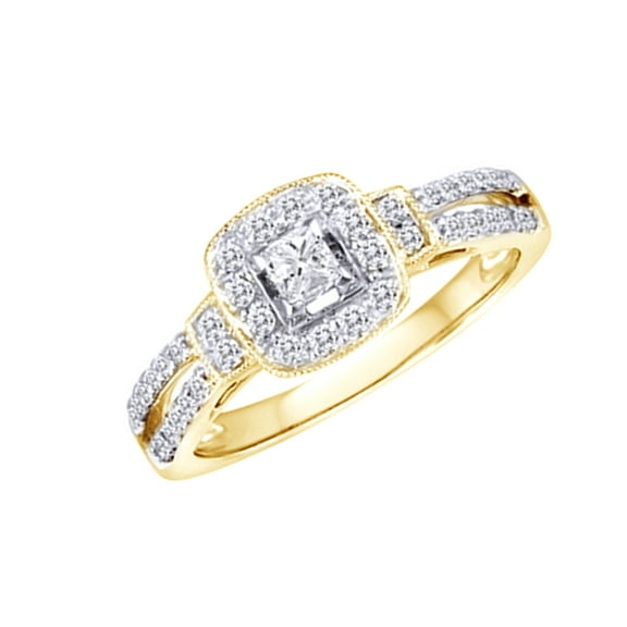White Natural Diamond Promise Ring In 10k Yellow Gold (0.5 Cttw)