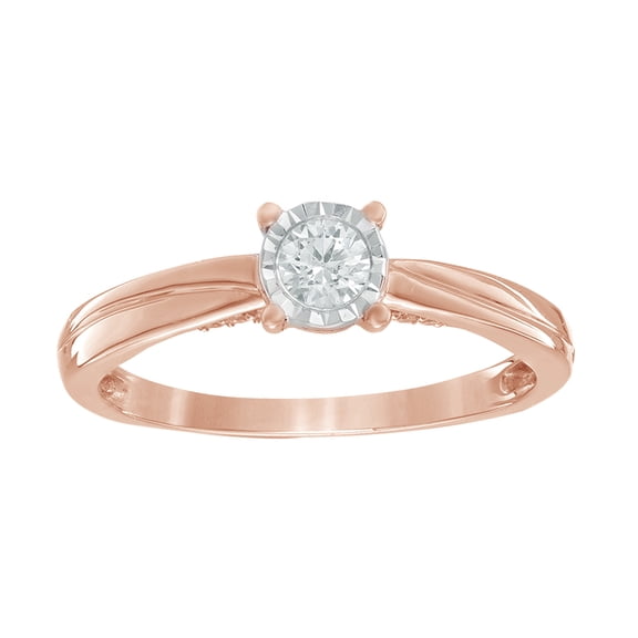 AFFY White Natural Diamond Promise Ring in 10k Rose Gold