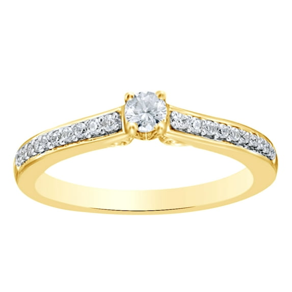 AFFY White Natural Diamond Promise Ring in 10k Yellow Gold