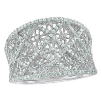 AFFY White Natural Diamond Quilted Band Ring in 10k White Gold