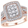 thumbnail image 1 of AFFY White Natural Diamond Rectangular Cluster Frame Ring in 10k Rose Gold, 1 of 1