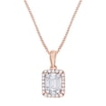 thumbnail image 1 of AFFY White Natural Diamond Rectangular Frame Pendant Necklace in 14K Solid Rose Gold, 1 of 1