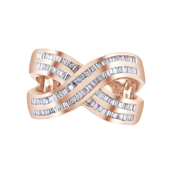 AFFY White Natural Diamond Right Hand Ring In 10k Rose Gold (1.25 Cttw)