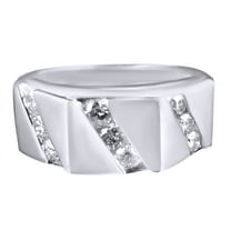 AFFY White Natural Diamond Ring Wedding Band Ring In 10k White Gold (1 Cttw)