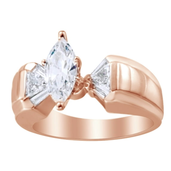 AFFY White Natural Diamond Semi Mount Engagement Ring in 14k Rose Gold (0.5 Cttw) Ring Size : 13