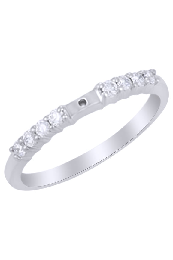 White Natural Diamond Semi Mount Engagement Ring in 14k White Gold (0.17 Cttw) Ring Size : 8.5