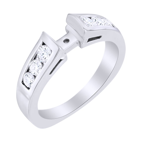 AFFY White Natural Diamond Semi Mount Engagement Ring in 14k White Gold (0.5 Ct) Ring Size : 11