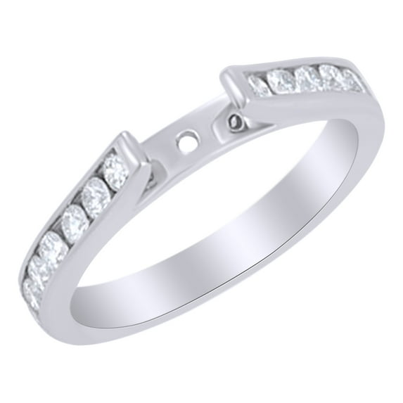 AFFY White Natural Diamond Semi Mount Engagement Ring in 14k White Gold (0.5 ct) Ring Size - 11