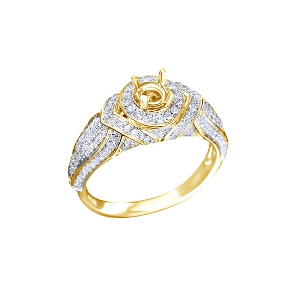 AFFY White Natural Diamond Semi-Mount Ring In 10k Yellow Gold (0.82 Cttw)