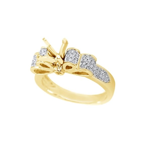 AFFY White Natural Diamond Semi-Mount Wedding Ring In 10k Yellow Gold (0.43 Cttw)
