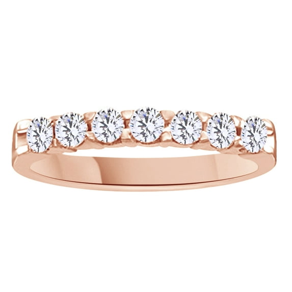 AFFY White Natural Diamond Seven Stone Anniversary Ring In 14k Rose Gold (0.5 Cttw)
