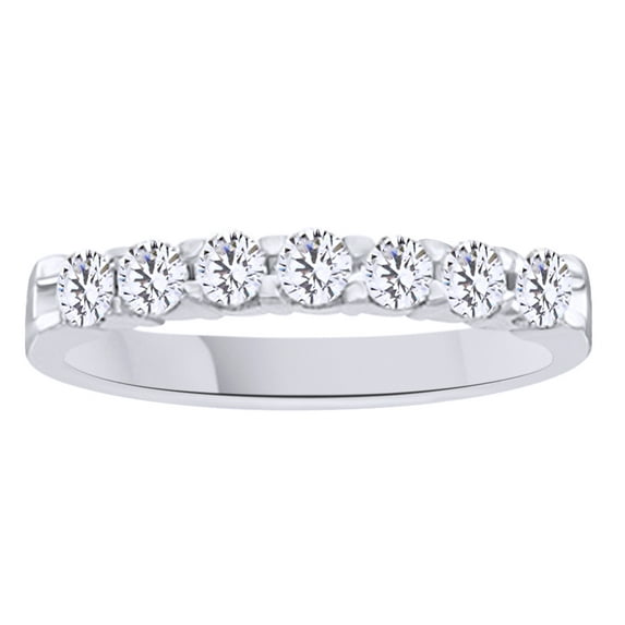 AFFY White Natural Diamond Seven Stone Anniversary Ring In 14k White Gold (0.5 Cttw)