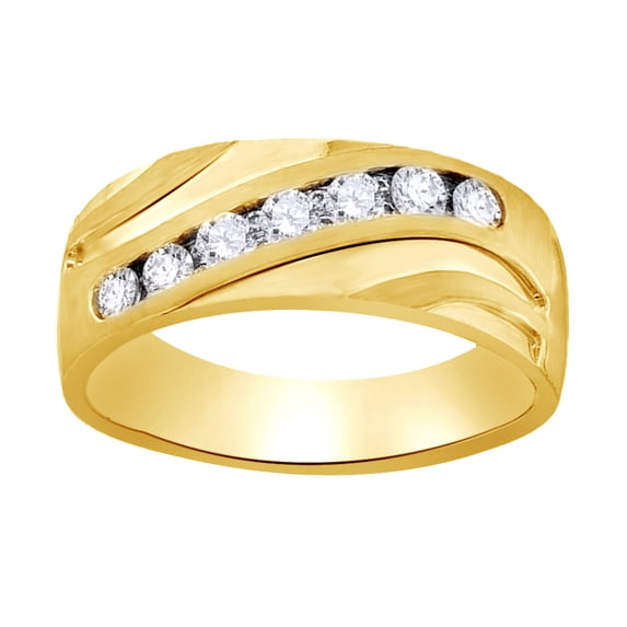 AFFY White Natural Diamond Seven Stone Band Ring In 10k Yellow Gold (0.4 Cttw)