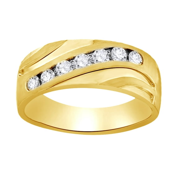 AFFY White Natural Diamond Seven Stone Band Ring In 10k Yellow Gold (0.5 Cttw)