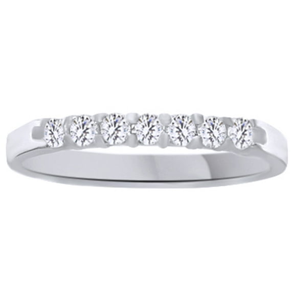 AFFY White Natural Diamond Seven Stone Band Ring In 14k White Gold (0.25 Cttw)