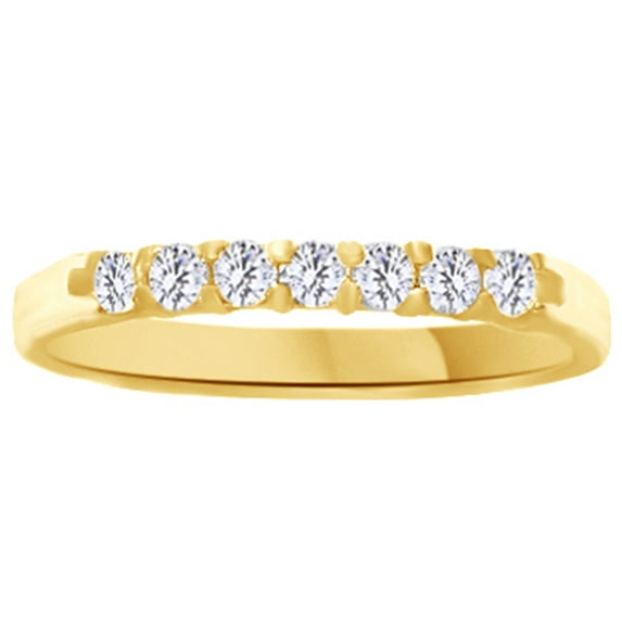 AFFY White Natural Diamond Seven Stone Band Ring In 14k Yellow Gold (0.25 Cttw)