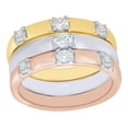 thumbnail image 1 of AFFY White Natural Diamond Seven Stone Three Piece Stackable Ring Set in 10K Tri-Tone Solid Gold, 1 of 1