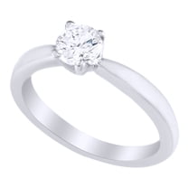AFFY White Natural Diamond Solitaire Engagement Ring in 14k White Gold (0.5 Cttw) Ring Size : 4