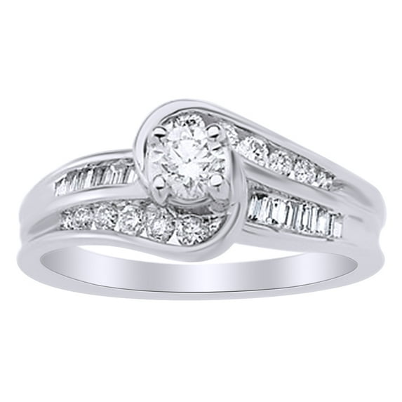 AFFY White Natural Diamond Solitaire Engagement Ring in 14k White Gold (0.75 Cttw) Ring Size - 5.5