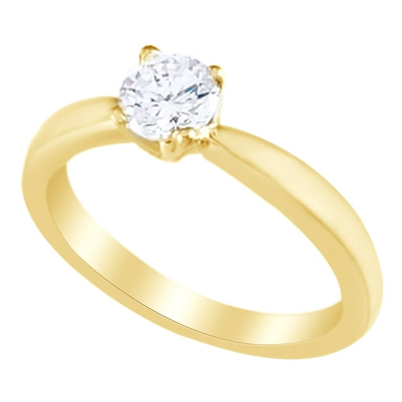 AFFY White Natural Diamond Solitaire Engagement Ring in 14k Yellow Gold (0.5 Cttw) Ring Size : 11.5