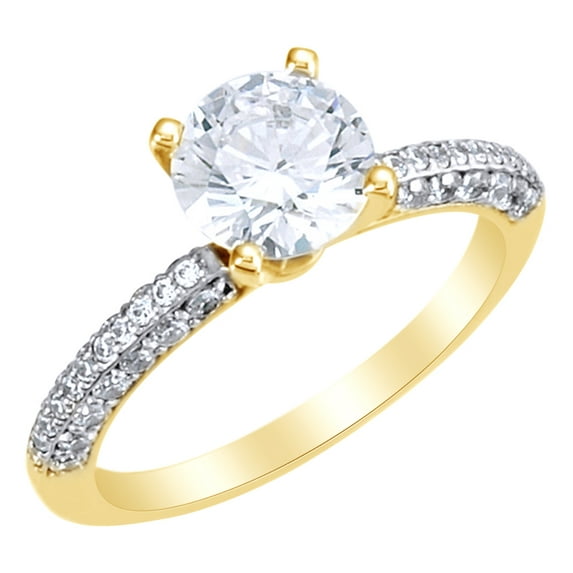 AFFY White Natural Diamond Solitaire Engagement Ring in 14k Yellow Gold (0.63 Cttw) Ring Size : 7