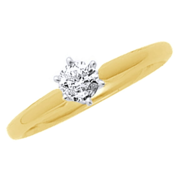 AFFY White Natural Diamond Solitaire Engagement Ring in 14k Yellow Gold