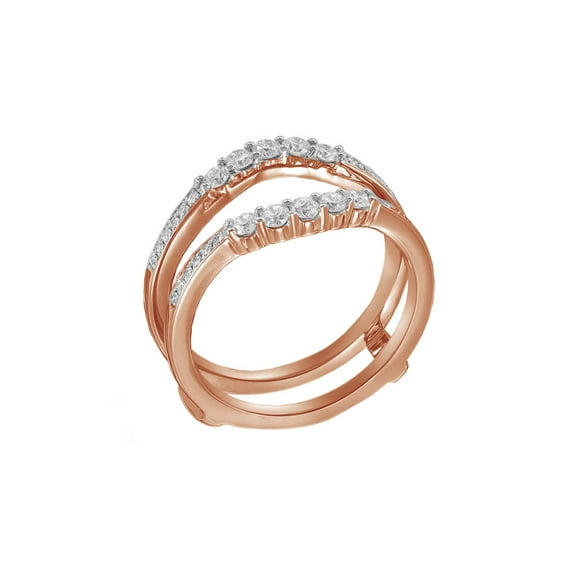 AFFY White Natural Diamond Solitaire Enhancer Engagement Ring in 14K Rose Gold (1/2 Cttw)