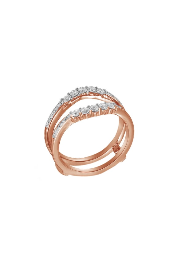 White Natural Diamond Solitaire Enhancer Engagement Ring in 14K Rose Gold (1/2 Cttw)