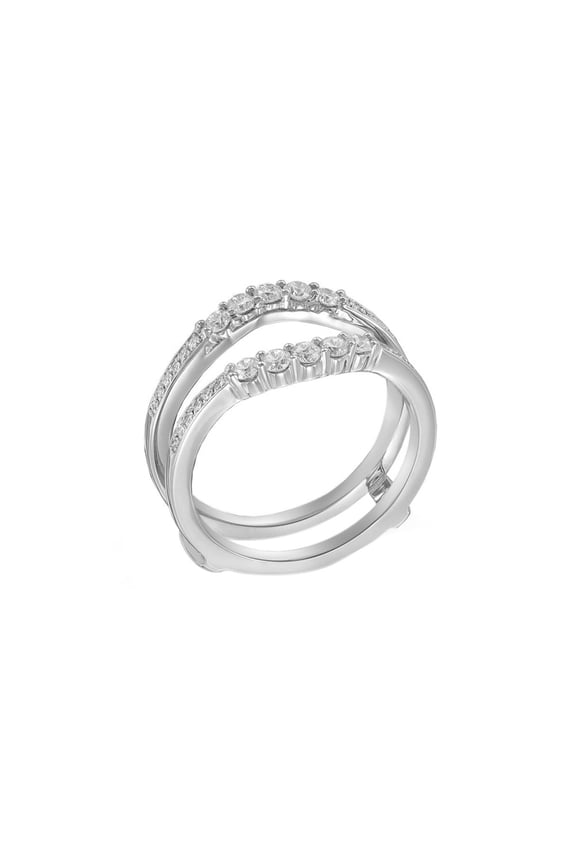 White Natural Diamond Solitaire Enhancer Engagement Ring in 14K White Gold (1/2 Cttw)