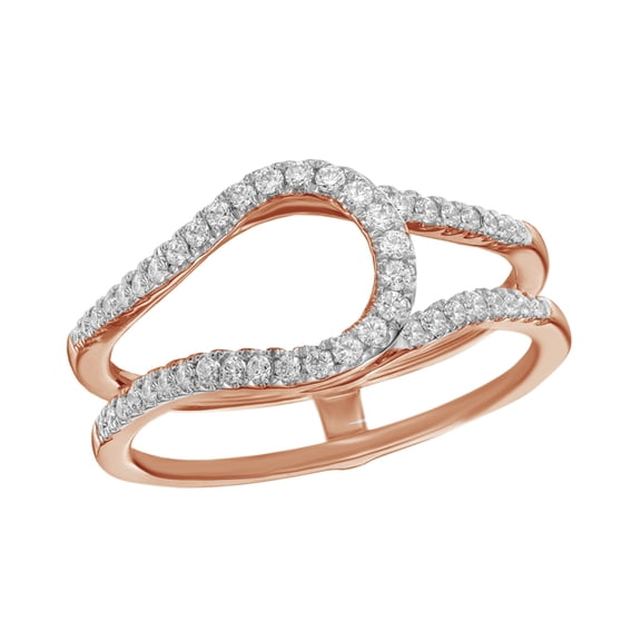 White Natural Diamond Solitaire Enhancer Guard Ring In 14k Rose Gold (1/4 Cttw)