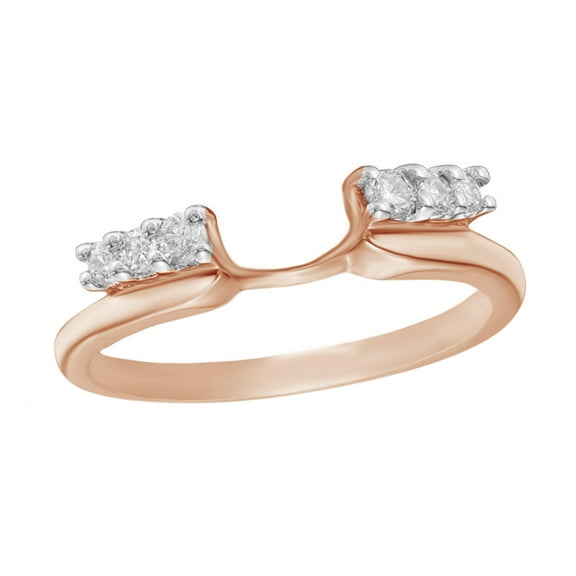AFFY White Natural Diamond Solitaire Enhancer Guard Ring In 14k Rose Gold (1/5 Cttw)
