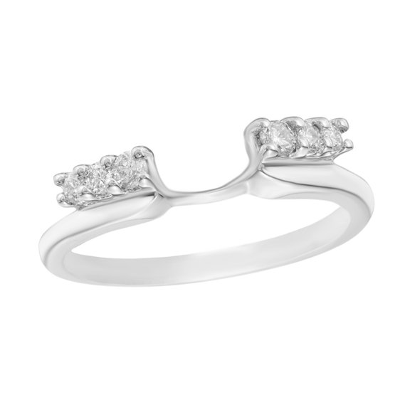 AFFY White Natural Diamond Solitaire Enhancer Guard Ring In 14k White Gold (1/5 Cttw)