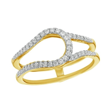 White Natural Diamond Solitaire Enhancer Guard Ring In 14k Yellow Gold (1/4 Cttw)