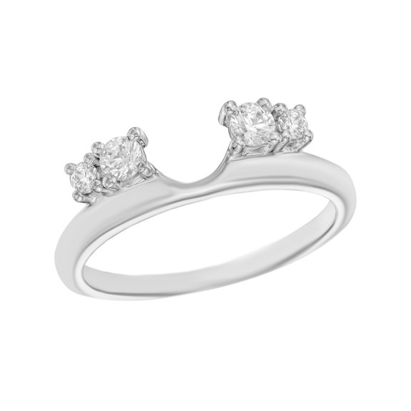 White Natural Diamond Solitaire Enhancer Guard Ring in 14k White Gold (1/4 Cttw)