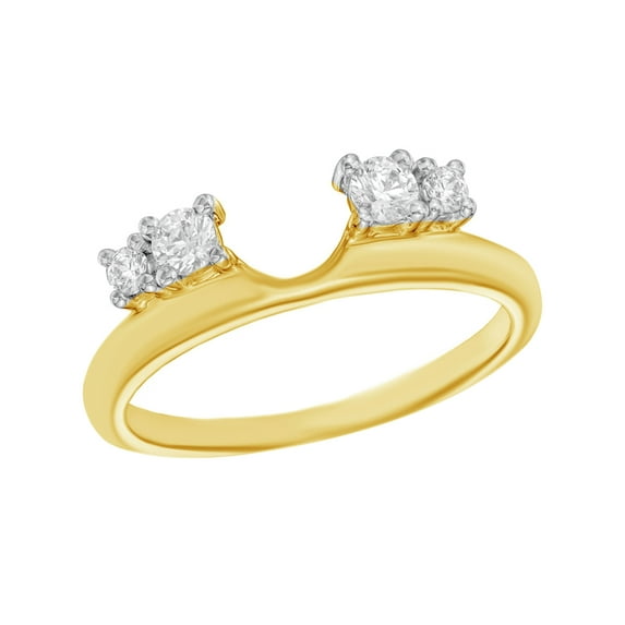 AFFY White Natural Diamond Solitaire Enhancer Guard Ring in 14k Yellow Gold (1/4 Cttw)