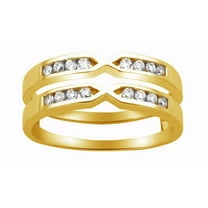 AFFY White Natural Diamond Solitaire Enhancer Guard Ring in 14k Yellow Gold (1/4 Cttw)