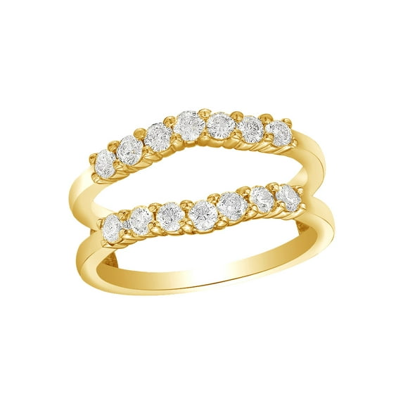 AFFY White Natural Diamond Solitaire Enhancer Guard Ring in 14k Yellow Gold (3/4 Cttw) By