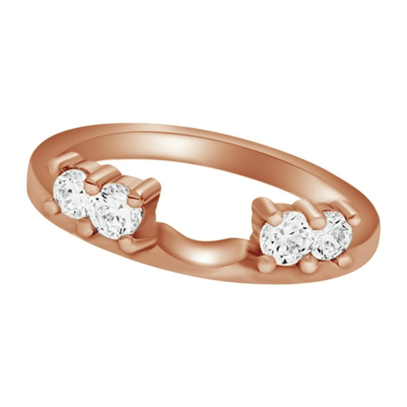 AFFY White Natural Diamond Solitaire Enhancer Guard Wrap Wedding Ring in 14k Rose Gold (1 Cttw)