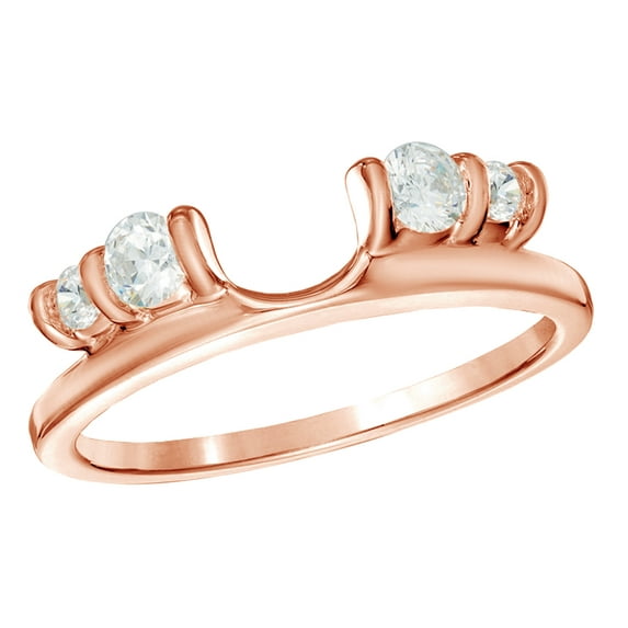 AFFY White Natural Diamond Solitaire Enhancer Ring in 10k Rose Gold (0.33 Cttw)