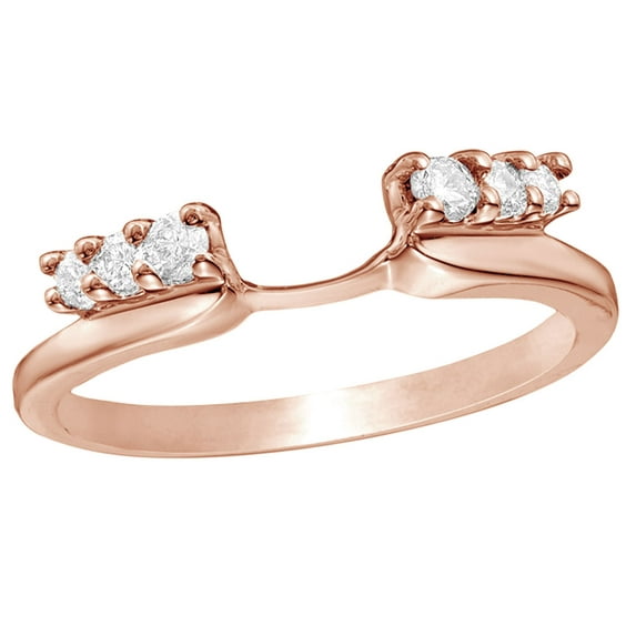 AFFY White Natural Diamond Solitaire Enhancer Ring in 14k Rose Gold (0.2 Cttw)