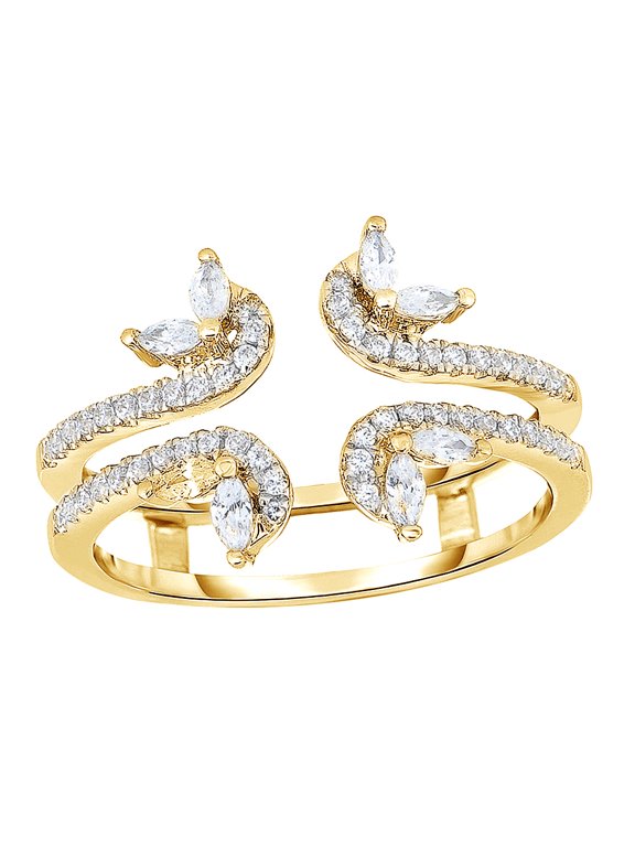 White Natural Diamond Solitaire Enhancer Ring in 14k Yellow Gold (0.75 Cttw)
