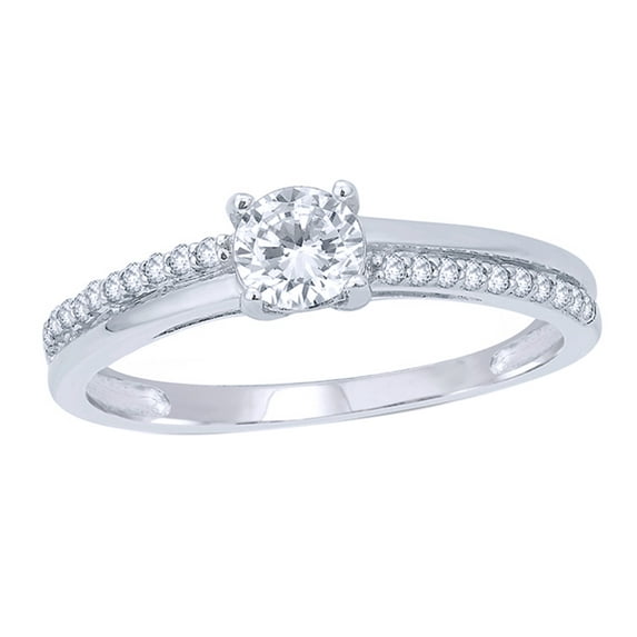 AFFY White Natural Diamond Solitaire Promise Ring in 10k White Gold