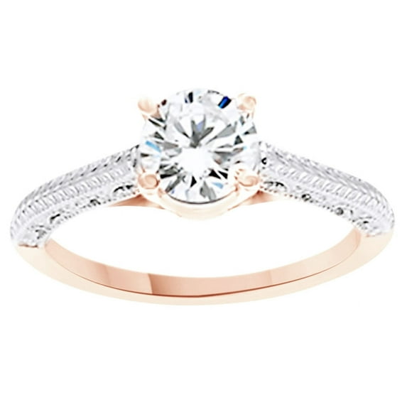 White Natural Diamond Solitaire Ring In 14k Rose Gold (0.27 Cttw)