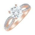 thumbnail image 1 of AFFY White Natural Diamond Solitaire Shank Engagement Ring in 14k Rose Gold (0.25 Cttw) Ring Size : 5.5, 1 of 1