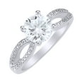 thumbnail image 1 of AFFY White Natural Diamond Solitaire Shank Engagement Ring in 14k White Gold (0.25 Cttw) Ring Size : 11, 1 of 1