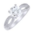 thumbnail image 1 of AFFY White Natural Diamond Solitaire Shank Engagement Ring in 14k White Gold (0.25 Cttw) Ring Size : 5, 1 of 1
