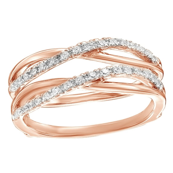 AFFY White Natural Diamond Solitaire Twist Wrap Engagement Wedding Band Ring in 10K Rose Gold (0.25 Cttw)-4.5