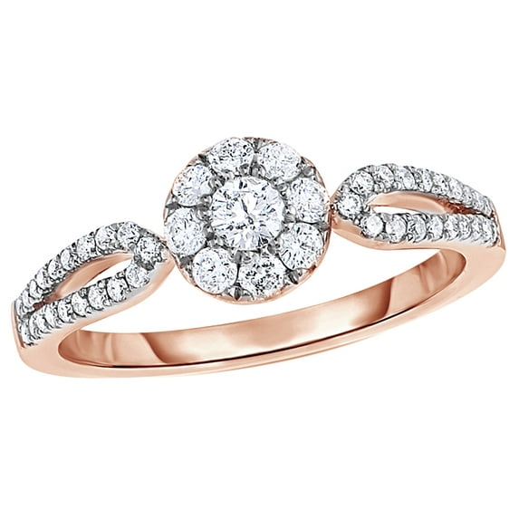 AFFY White Natural Diamond Split Shank Engagement Ring in 10k Rose Gold